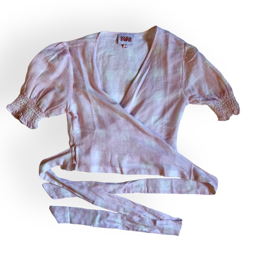 Solid And Striped ~ Wrap Crop Top Gingham ~ Light… - image 2